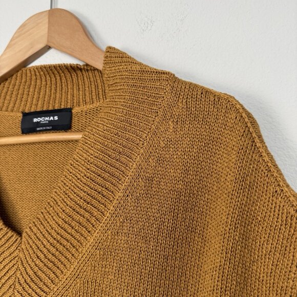 Rochas Knit Sweater Vest In Camel Mens Size XS Preppy Academia Ivy‎ League - Picture 3 of 9